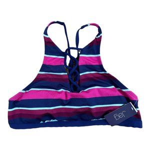 JAG Women’s Bikini Swim Top Rugby Stripe Criss Cross Back Very Berry XL -NWT $78